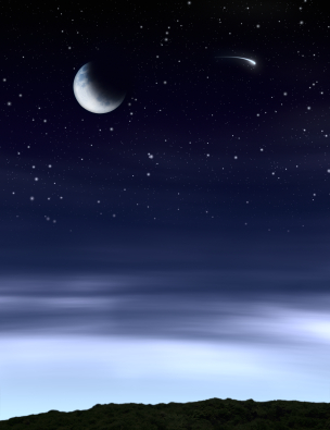 Nachthimmel mit Mond und Sternen